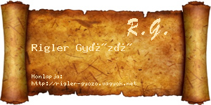Rigler Győző névjegykártya